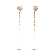Золоті сережки-протяжки Діамант з фіанітами (арт. 109932)