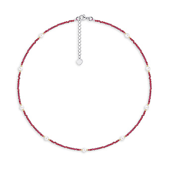 Бусы из жемчуга и граната (арт. 9016/602жб)