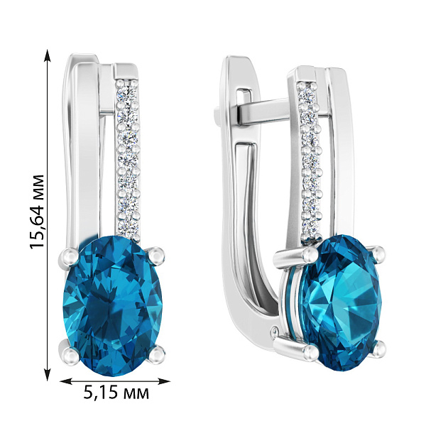 Серьги золотые с топазом и фианитами (арт. 111135Пбл) – изображение 3