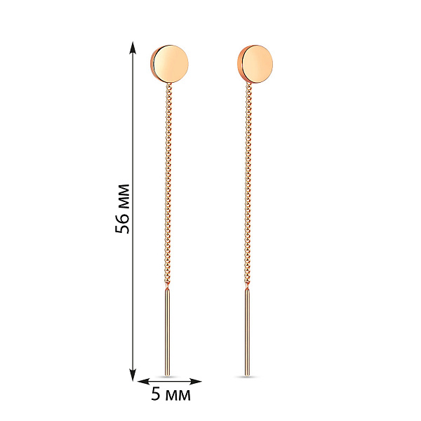 Сережки-протяжки из красного золота (арт. 110820) – изображение 3