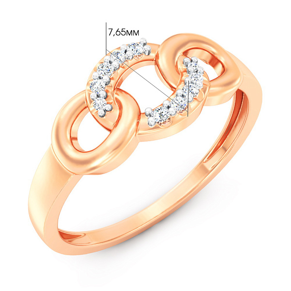 Каблучка "Ланки" з червоного золота з діамантами (арт. К011263010) – зображення 2