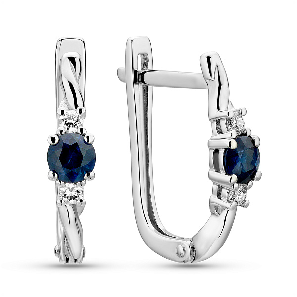 Серьги из белого золота с сапфиром и бриллиантами  (арт. С011359бс) – изображение 1