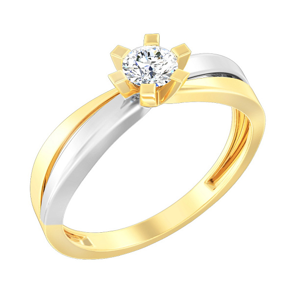 Золотое кольцо с фианитом (арт. 141053ж) – изображение 1