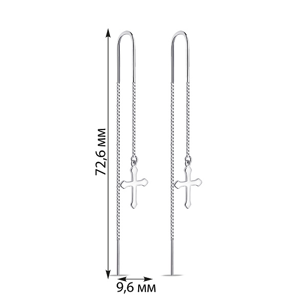 Длинные серебряные серьги Крестик (арт. 7502/9742) – изображение 2