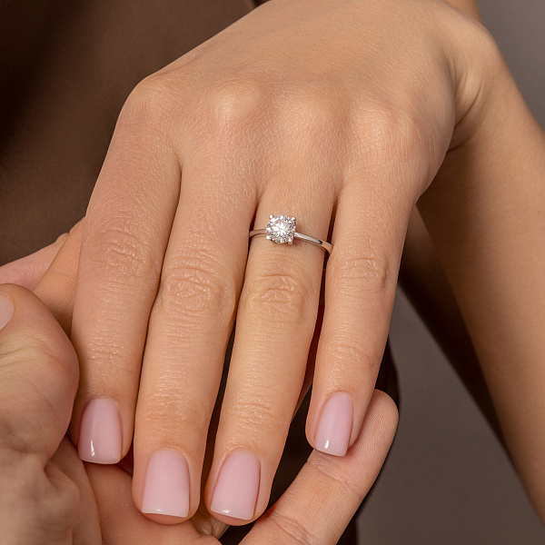 Кольцо из белого золота с бриллиантом (арт. 1192221202) – изображение 2