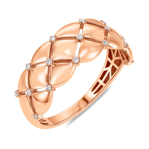 Кольцо из красного золота с фианитами (арт. 1401079) – изображение 1