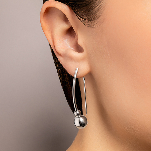 Серьги из белого золота без камней (арт. 100965/3б) – изображение 3