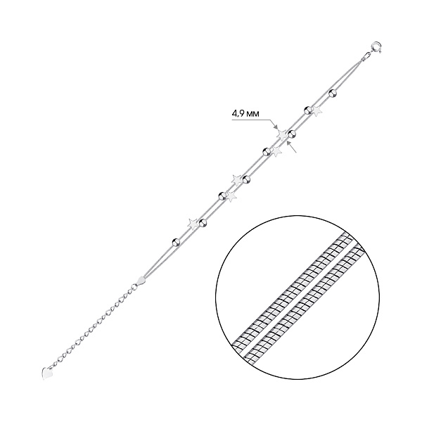 Двойной браслет из серебра Звездочки (арт. 7509/Б2/2018-16) – изображение 2