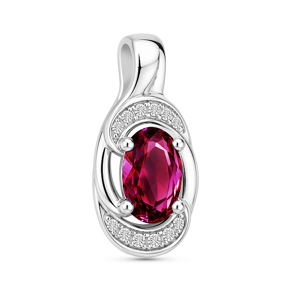 Серебряная подвеска с рубином и фианитами (арт. 7503/4923Р) – изображение 1