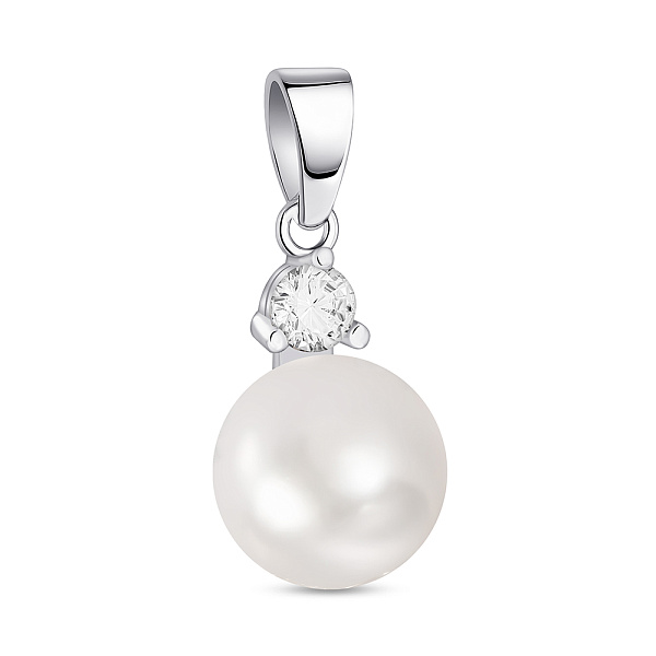 Срібний кулон з перлиною і фіанітом (арт. 7503/299жб) – зображення 1