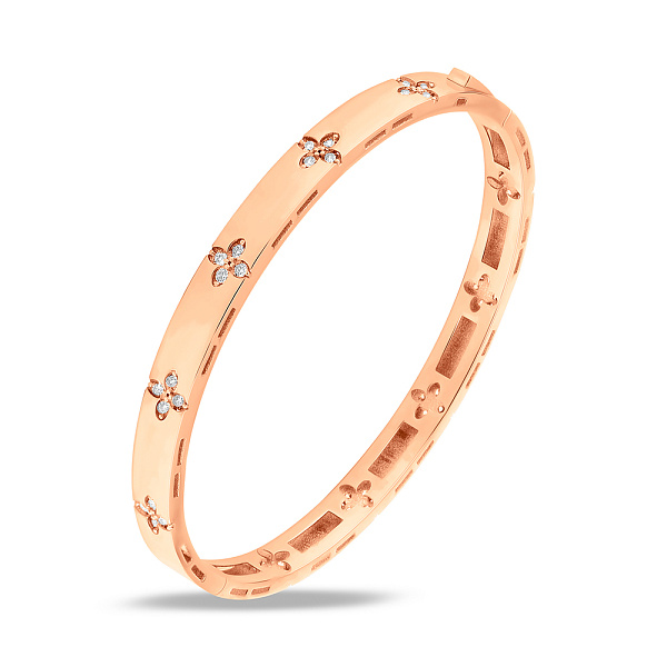 Жорсткий браслет з червоного золота з фіанітами (арт. 326343) – зображення 1