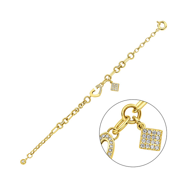 Браслет из желтого золота с подвеской и фианитами (арт. 326782жП1) – изображение 1