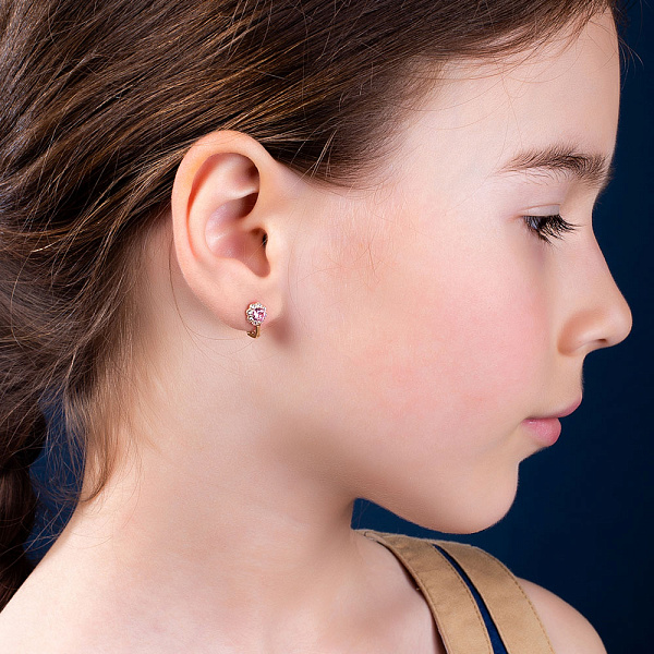 Детские золотые серьги с розовыми фианитами (арт. 110511р) – изображение 2