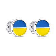 Фото Серьги-пусеты из серебра Прапор Украины с эмалью (арт. 7518/558егжсп)