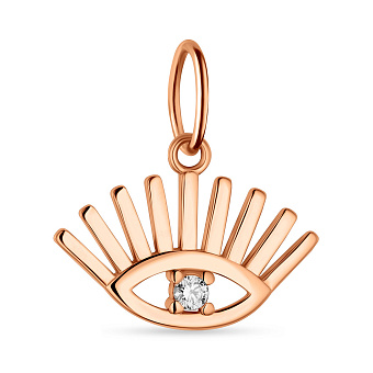 Подвес из красного золота "Глаз" с одним фианитом (арт. 424546)