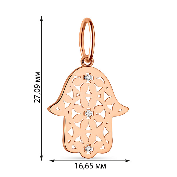 Золотий підвіс "Хамса" з фіанітами  (арт. 424545) – зображення 2