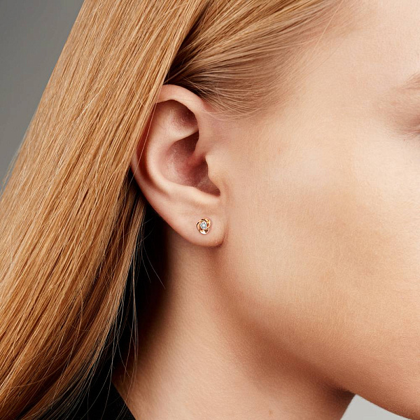 Серьги-пусеты из красного золота с бриллиантами (арт. Т011209010) – изображение 2