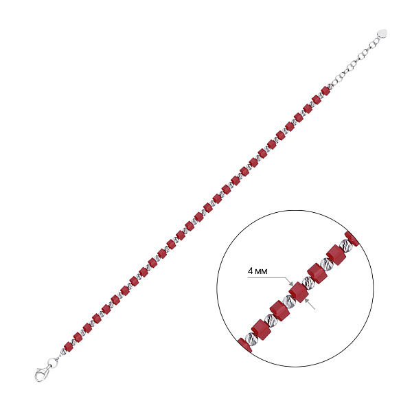 Срібний браслет з червоним оніксом (арт. 7509/2101/4ок) – зображення 2