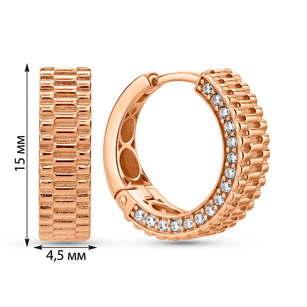 Серьги из красного золота с фианитами (арт. 111417) – изображение 2