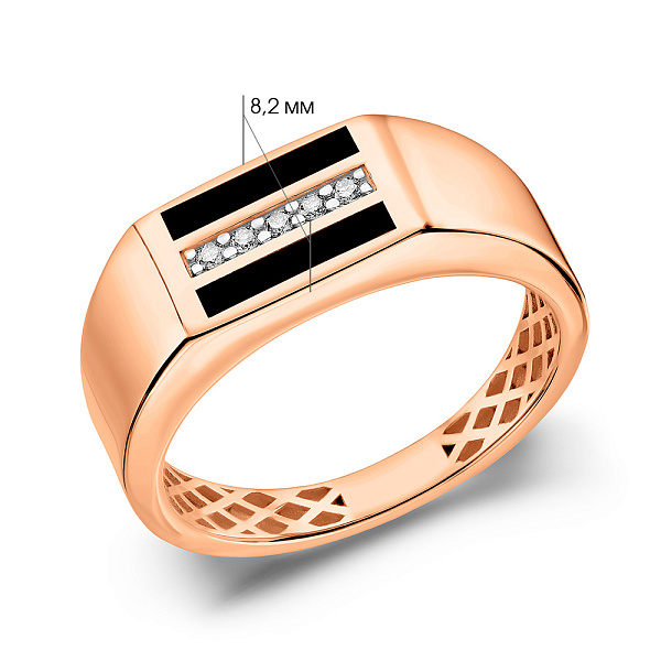 Золота печатка з діамантами та емаллю (арт. К170090010еч) – зображення 6