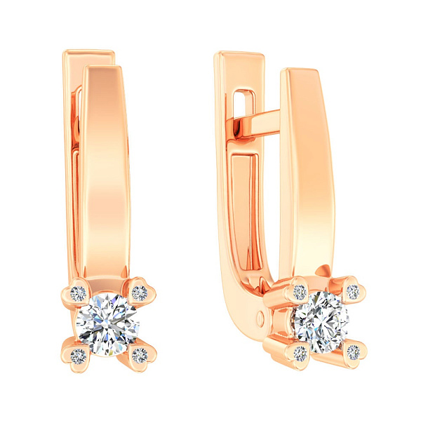 Сережки с бриллиантами из красного золота (арт. С011199020) – изображение 1