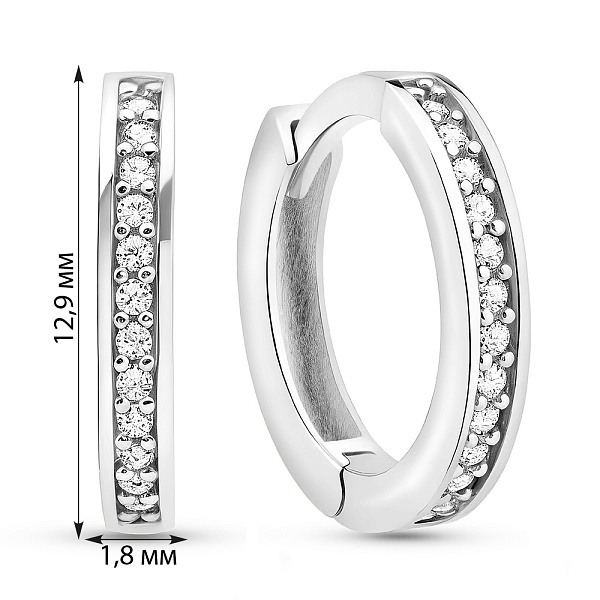 Золотые серьги-кольца с фианитами (арт. 1091011/15б) – изображение 2