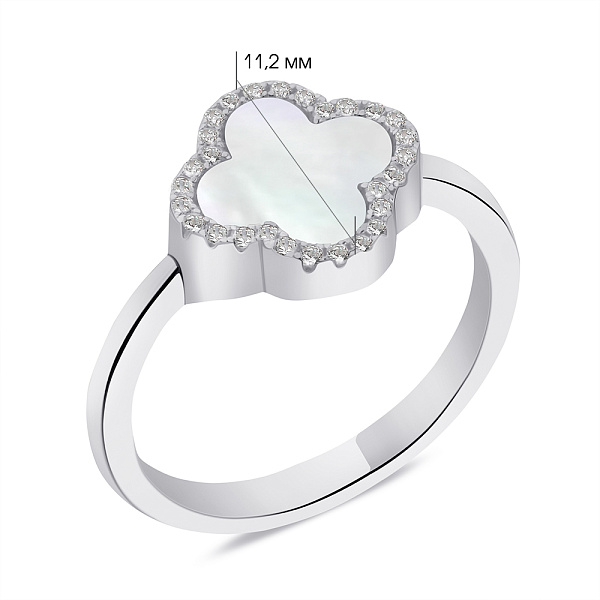 Серебряное кольцо с перламутром и фианитами (арт. 7501/5075/10п) – изображение 2