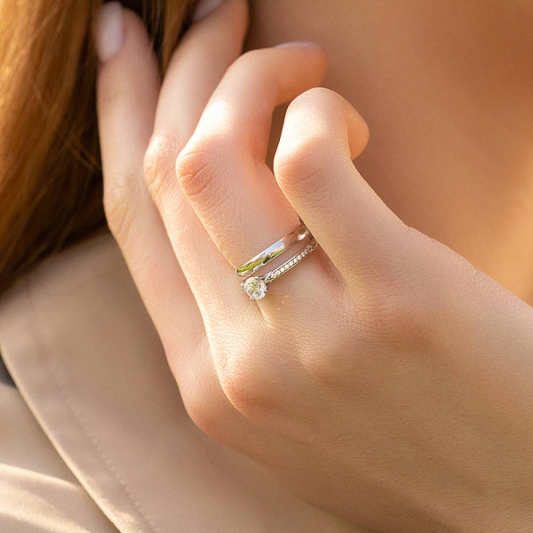 Золота каблучка для заручин з фіанітами (арт. 140591б) – зображення 2