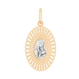 Золота ладанка в червоному і білому кольорі металу (арт. 440864кб)