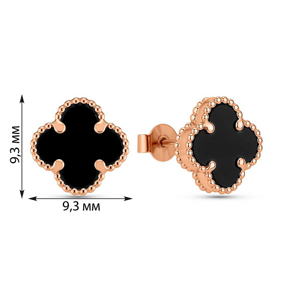 Золотые серьги с ониксом (арт. 1101203/8о) – изображение 2