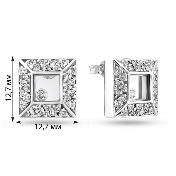 Сережки-пусети з білого золота (арт. 100986б) – зображення 2