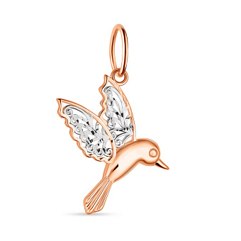 Фото Золотая подвеска Колибри с родированием (арт. 424498р)