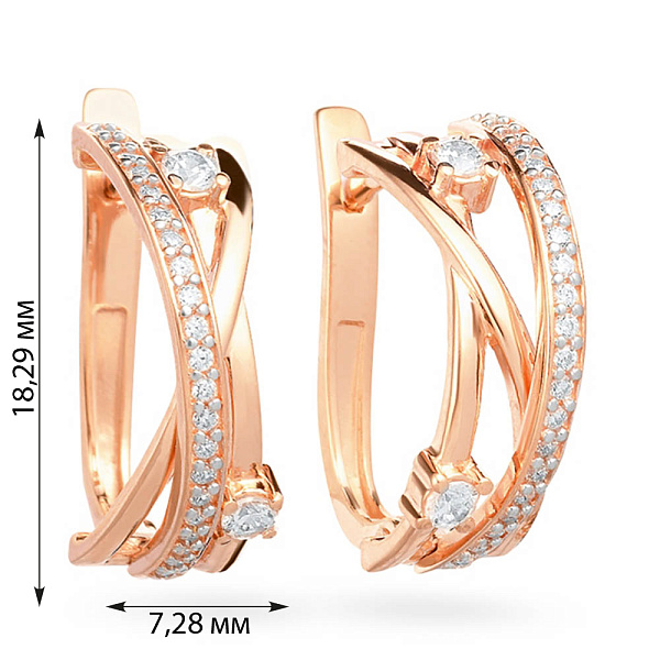 Золоті сережки Синергія з червоного золота з фіанітами  (арт. 110179) – зображення 4