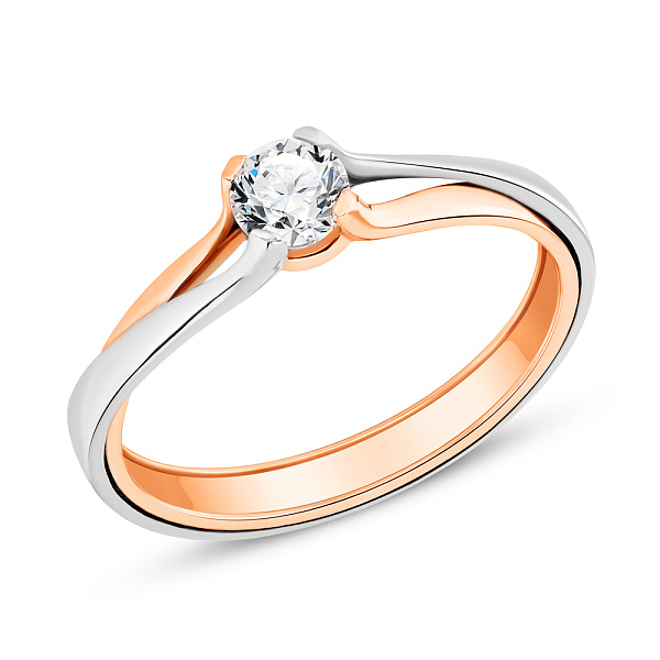 Каблучка з комбінованого золота з діамантом (арт. К011118030кб) – зображення 1