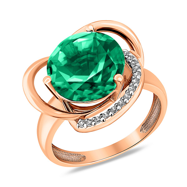 Золотое кольцо с кварцем и фианитами (арт. 140697Псз) – изображение 1