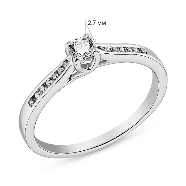 Кольцо из белого золота с бриллиантами (арт. К341240020б) – изображение 4