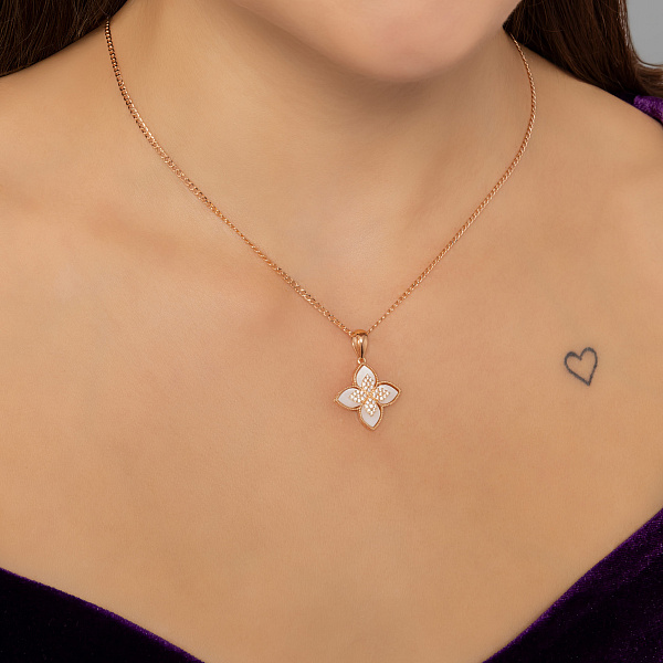 Золотой подвес с перламутром и фианитами (арт. 424888/20п) – изображение 2