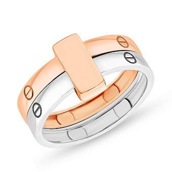 Фото Двойное кольцо из комбинированного золота (арт. 155175кб)