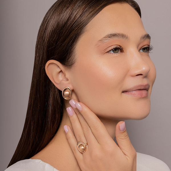 Серьги из красного золота без камней (арт. 1092148м) – изображение 3