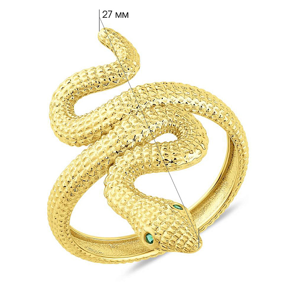 Золотое кольцо Змея с фианитами (арт. 1401057жз) – изображение 5