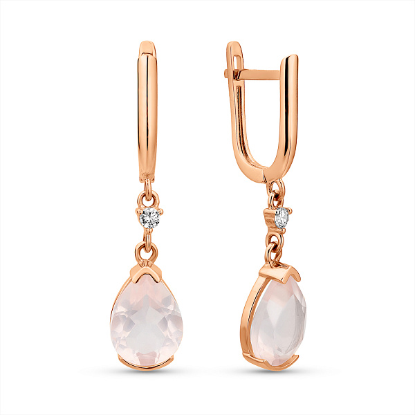 Серьги из красного золота с кварцем (арт. 111245Прк) – изображение 1