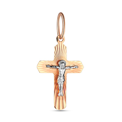 Золотой нательный крестик с распятием  (арт. 516703)