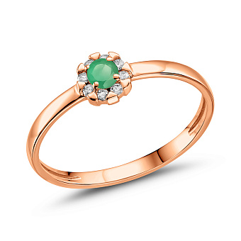 Кольцо из золота с изумрудом и бриллиантами (арт. К011087и)