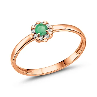 Кольцо из золота с изумрудом и бриллиантами (арт. К011087и)