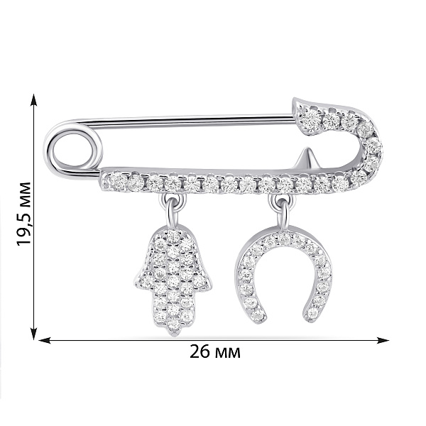 Серебряная булавка с подвесками и фианитами (арт. 7511/164) – изображение 2