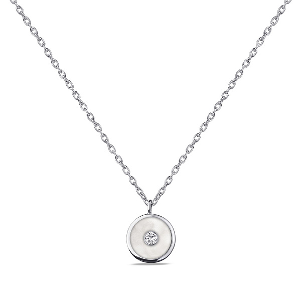 Серебряное колье с перламутром и фианитом (арт. 7507/1229/10п) – изображение 1