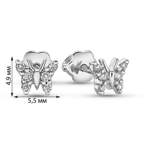 Золотые серьги Бабочки с бриллиантами (арт. С341316010б) – изображение 4