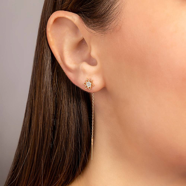 Золоті сережки-протяжки з фіанітами (арт. 110555) – зображення 3