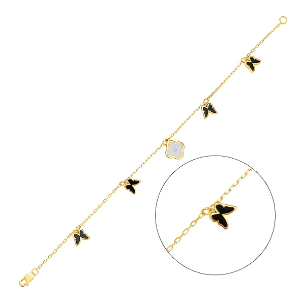 Браслет «Бабочки» из желтого золота с эмалью (арт. 324439же) – изображение 1