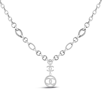 Колье из белого золота с фианитами (арт. 351375б)